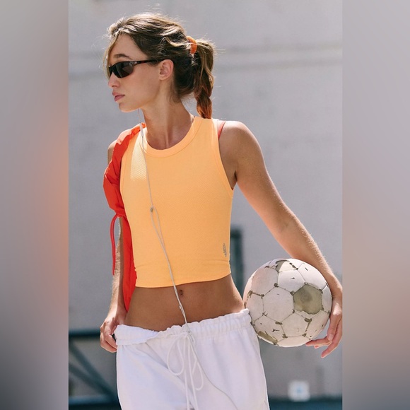 Free People Free Throw Muscle Tank in Orange Size X-Large NWT - Picture 4 of 11